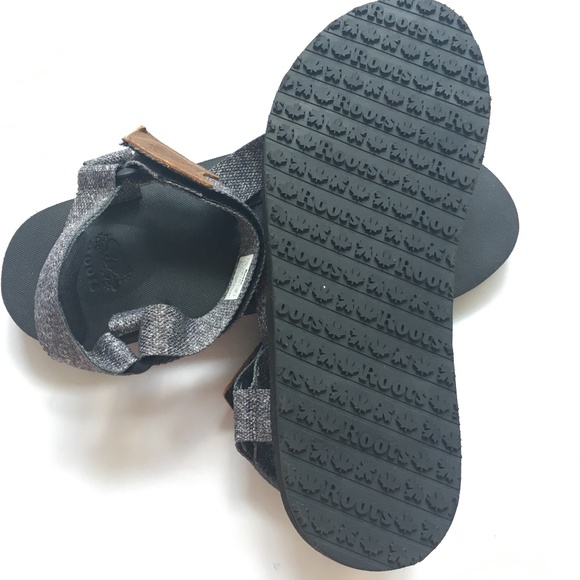 Roots Sandals 2 Strap Fabric & Leather Size 10 Grey Hook & Loop non Slip Sole - Picture 11 of 12